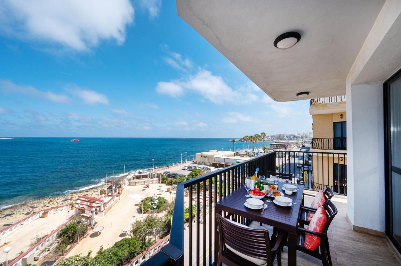 Islet Promenade Seafront Apartment With Large Corner Terrace By Getawaysmalta San Pawl il-Baħar Kültér fotó