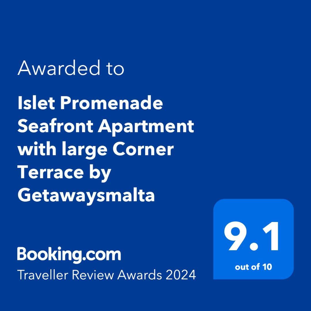 Islet Promenade Seafront Apartment With Large Corner Terrace By Getawaysmalta San Pawl il-Baħar Kültér fotó
